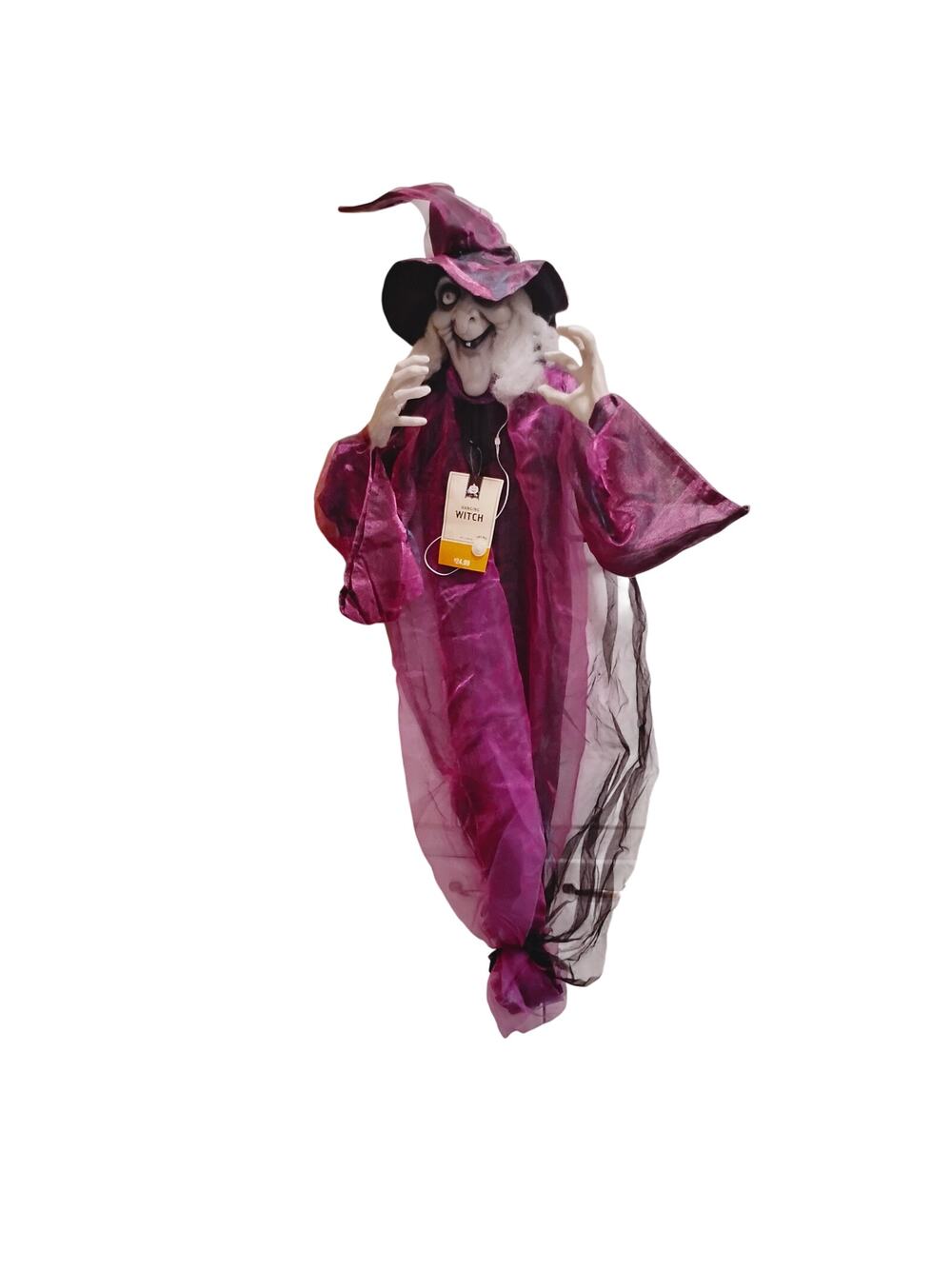 NWT Halloween 6 Ft Hanging Witch Glowing Eyes Decoration Purple Black Walgreens